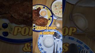 Pork Chop amp Sopas for Lunch👌 LunchTime LutongBahay fyp FoodieLife KainPoTayo PorkChop viral [upl. by Magdala]