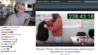 xQc reacts to Streamer quotNormequot Banned for trying to stay awake for 12 Days Straight [upl. by Battiste]