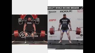 Eddie 500kg and Thor 501kg deadlift side by side [upl. by Ellord697]