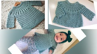 Sueter para bebe tejido a crochet  3 a 6 meses y mas tallas  paso a paso facil  tejidos bebe [upl. by Nanice]