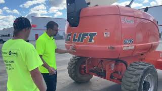 JLG boom lift walk around inspection [upl. by Aznofla]