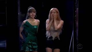 Blackpink Lisa amp Rose Late Late Show with James Corden The Flinch game [upl. by Auohc]