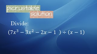 Divide by long division 7x33x22x1 divided by x1 [upl. by Lletram]