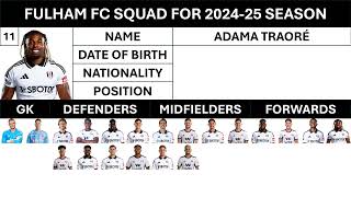 Fulham FCs Squad for 202425 season  Who is your favourite [upl. by Chaiken]