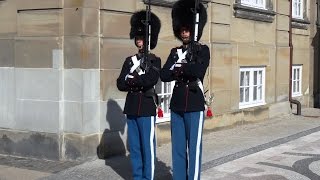 Royal Guard at the Amalienborg Palace Copenhagen [upl. by Bartlett]