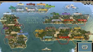 Civ 5 AI Only Timelapse Intercontinental Madness 32 Civs on Four Micro Continents [upl. by Leahcimaj]