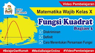 Fungsi Kuadrat Bagian 3  Diskriminan Definit dan Cara Menentukan Persamaan Fungsi Kuadrat [upl. by Rockafellow]