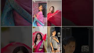 Gulabi Saree ❤️🙈 Pargati Verma 🆚 Saloni 🆚 Snehu 🆚 Sneha  trending viral shorts transition [upl. by Atikin]