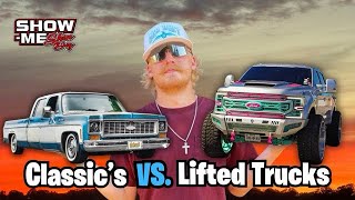 Classics Vs Lifted Trucks Burnouts Cruising Fast Cars Classics and Other Weird Builds [upl. by Elmaleh895]