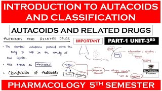 Autacoids and related drugs  Introduction  Classification  Part 1 Unit 3  Pharmacology 5 sem [upl. by Engis568]