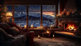 Winter Wonderland  Fireplace Sounds with Snow Falling Outside  Cozy Room Ambience [upl. by Ennaimaj394]