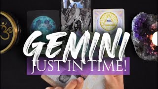 GEMINI TAROT READING  quotI LOVE IT WHEN THIS HAPPENS IN A READINGquot JUST IN TIME [upl. by Ainotal710]