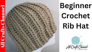 How to Crochet rib stitch hat crochet tutorial [upl. by Ainahpets]