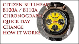 Citizen Bullhead 8110A Chronograph Day Corrector Operation [upl. by Nylekcaj35]