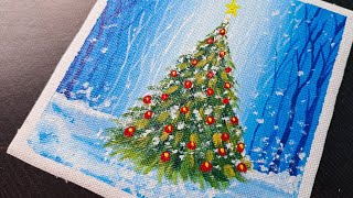 Acrylic Christmas Painting Christmas Painting क्रिसमस पेंटिंग Christmas tree Painting [upl. by Rimahs]