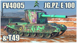 FV4005 JgPz E 100 amp T49 • WoT Blitz Gameplay [upl. by Nnyllaf982]