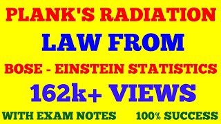 PLANKS RADIATION LAW FROM BOSE EINSTEIN STATISTICS  PLANKS LAW FOR BLACK BODY RADIATIONS  NOTES [upl. by Behrens]