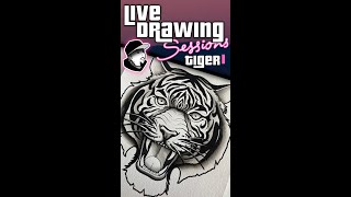 Drawing a TIGER Neo Traditional Tattoo Design Pt1 Vertical [upl. by Twedy]