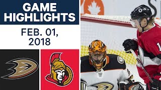 NHL Game Highlights  Ducks vs Senators – Feb 1 2018 [upl. by Aicilif]