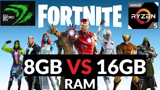 8GB VS 16GB RAM test in Fortnite  Ryzen 5 3550H  GTX 1650  Acer Nitro 5 [upl. by Sharos]