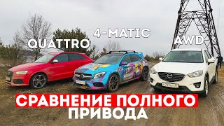 Mercedes 4Matic vs Audi Quattro vs Mazda AWD Сравнение ПОЛНОГО привода [upl. by Niltiak]