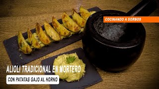 Así se hace el AUTENTICO ALIOLI  receta tradicional en MORTERO y sin huevo  ajoaceite o all i oli [upl. by Ayadahs979]