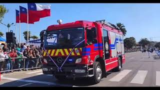 Hoy desfile con los bomberos y bomberas y brigadieres del cuerpo de bomberos de quintero🚒🇨🇱💙☠️🚨 [upl. by Henrieta]