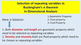 Selection of repeating variable in Buckinghams Pi Theorem Dimensional Analysis [upl. by Gough]