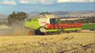 Australian Wheat Harvest 2011 Claas Lexion 750 Terra Trac 12 m Maxflow [upl. by Cirdnek]