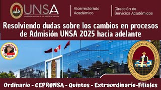 CEPRUNSA I FASE 2025 Y OTROS PROCESOS RESOLVIENDO DUDAS unsa viral arequipa admision datos [upl. by Moriarty]