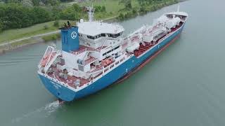 Fure Viten Chemical Tanker Ship  Welland Canal 4K Aerial view [upl. by Denie]