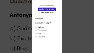 Antonyms Quiz  Day 5  Verbal Reasoning interview reasoning verbalreasoning antonyms [upl. by Corrianne]