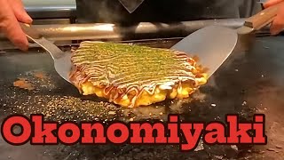 cooking Okonomiyaki in the japanese restaurant the favorire food all times [upl. by Orhtej32]