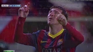 Sevilla vs Barcelona 14 All Goals amp Highlights 09022014 Messi Show [upl. by Anuat]