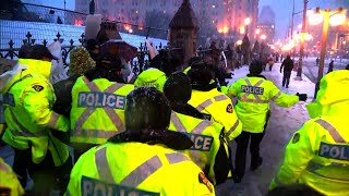 Trucker convoy Ottawa police have started arresting protesters [upl. by Fonda]