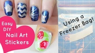 Easy DIY Nail Art StickersUsing a Freezer Bag [upl. by Baecher689]