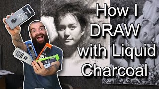 How I Draw with Nitrams Liquid CharcoalDemonstration Cesar Santos vlog 079 [upl. by Alguire]