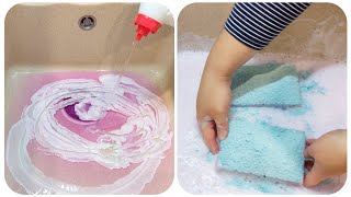 Vanish Oxy Bleach Gel and Recycled Powder 💜 Sponges Squeezing ASMR [upl. by Eberta204]