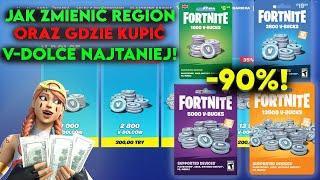 GDZIE NAJTANIEJ KUPIĆ VDOLCE ORAZ ZMIENIĆ REGION W FORTNITE  PORADNIK 2024 [upl. by Garwin]