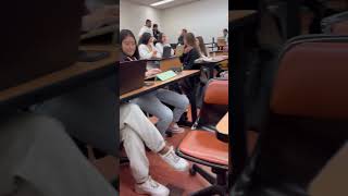 Moments before blasting embarrassing song in lecture prank [upl. by Cantlon30]