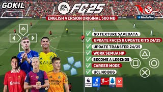 eFootball PES 2025 PPSSPP No Textur Save Data Mod FC 25 New Kits 202425 Real Face Graphics HD [upl. by Adnohs]