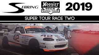 2019 SEBRING Super Tour  Race 2  SCCA Spec Miata [upl. by Aenet172]