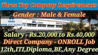 SL Lumax amp TATA Electronics  Job vacancy in Chennai 2023 today  Jobs in Chennai Coimbatore amp Hosur [upl. by Thom405]