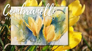 Yellow Crocus Watercolor Demonstration [upl. by Haisa]