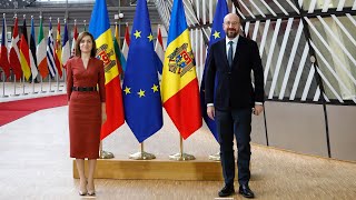 European Council president met with visiting Moldovan president Maia Sandu in Belgium [upl. by Otila]