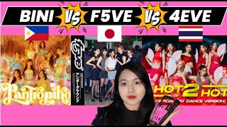 BINI vs F5VE vs 4EVE  Official MV Reaction to Pantropiko Underground and Hot2Hot [upl. by Mcginnis359]