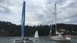 Chryz Outlaw  Test sailing homebuilt trimaran day 2 [upl. by Ydnolem]