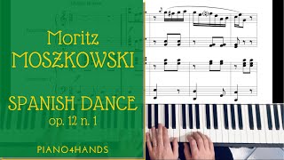 M Moszkowski  Spanish Dance op 12 n 1 for Piano four hands score [upl. by Iznil214]