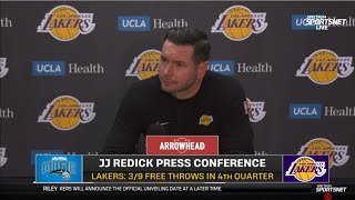 PostGame Interview JJ Redick on how he deals after Los Angeles Lakers loss to Orlando Magic 119118 [upl. by Annoyek]