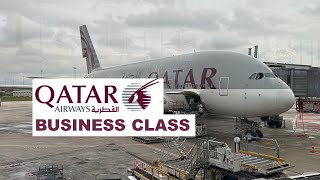 QATAR AIRWAYS BUSINESS CLASS Paris to Doha Airbus A380 QR40 [upl. by Nihs]